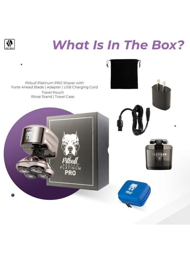 Skull Shaver بيتبول بلاتينيوم برو: ماكينة حلاقة للرأس للرجال - ماكينة حلاقة للرأس الصلعاء بتقنية الرطب/الجاف، تصميم مريح، قفل للسفر، وإكسسوارات. مجموعة العناية المثالية وهدايا مميزة للرجال. - Image 3