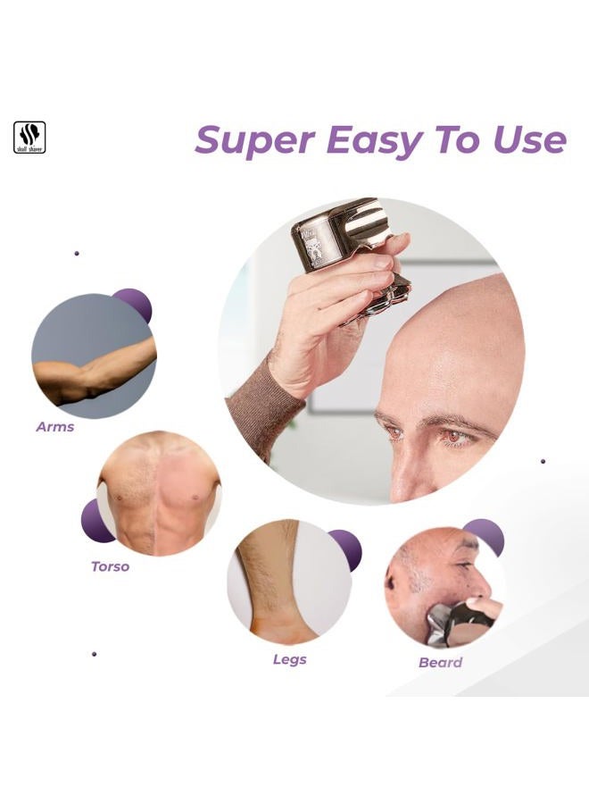 Skull Shaver بيتبول بلاتينيوم برو: ماكينة حلاقة للرأس للرجال - ماكينة حلاقة للرأس الصلعاء بتقنية الرطب/الجاف، تصميم مريح، قفل للسفر، وإكسسوارات. مجموعة العناية المثالية وهدايا مميزة للرجال. - Image 5