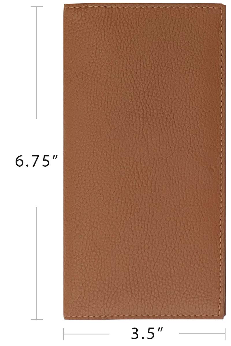 123 Cheap Checks Light Brown Basic Genuine Leather Checkbook Cover For Men & Women - Image 4