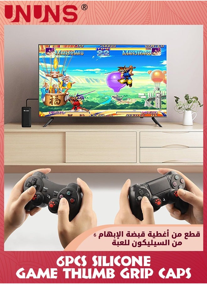 UNUNS - 6 قطع من غطاء الإبهام السيليكون PS5، عصا التحكم التناظرية غير القابلة للانزلاق، غطاء قبضة عصا الإبهام لأجهزة PS2، PS3، PS4، PS5، Xbox One، Xbox Series X/S، Xbox 360، Switch Pro، وحدة تحكم ألعاب Wii U، أسود أحمر - Image 1