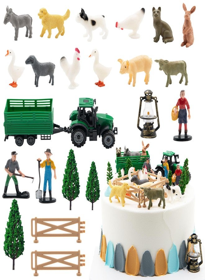 Knana 27Pcs Mini Farm Animal Cake Topper - Farm Themed Cake Decoration for Boy Girl Birthday Party - Image 1