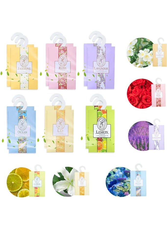 24Pcs Scented Sachet,6 Colors Fragrance Sachet Bags Drawer Fresheners Wardrobe Air Fresheners Long Lasting for Drawers Closets Wardrobes Bathrooms Cars(Each Color 4Pcs) - Image 1