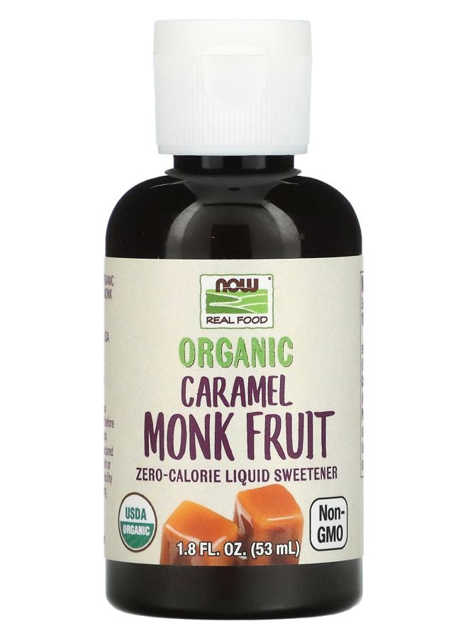 now Real Food Organic Monk Fruit Zero-Calorie Liquid Sweetener Caramel 1.8 fl oz (53 ml)
