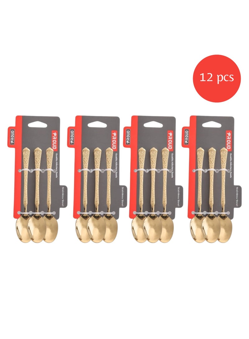 Proud Luxury Dining Spoon Set – 8 Sets × 3 Spoons (24 Spoons) – Gold Color - Image 1