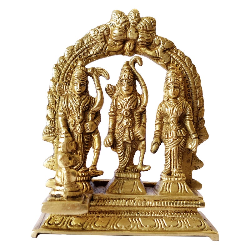 GURU JEE Brass Idol Ram Darbar Statue Lord Rama Laxman Sita Religious Gift Indian Art