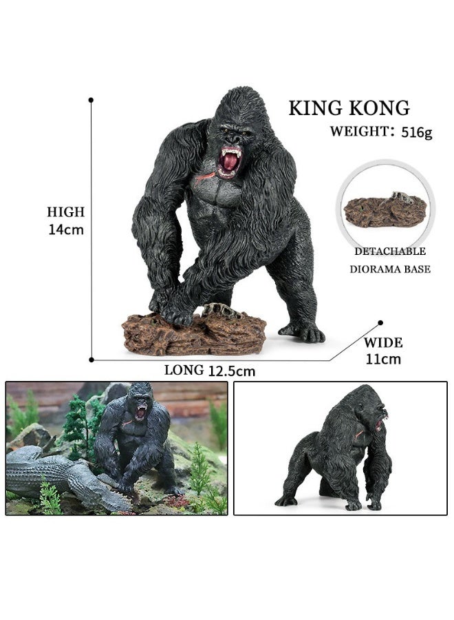 HALAMODO Solid King Kong Gorilla Animal Model Set With Display Base, Realistic Gorilla Handmade Decor Figure, Jurassic Animal Toy For Kids, Children Cognitive Education Toy, Bath And Pool Toys, Boys Girls Birthday Party Gifts, Ideal Gift and Room Decor for Boys & Girls, Black, 12.5*11*14 cm, - Image 1