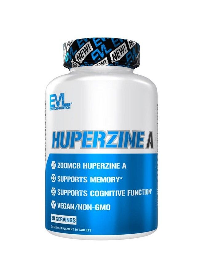 Evlution - Huperzine A Nootropics Brain Support Supplement Nutrition Focus And Memory Supplement For Brain Health 200Mcg Huperzine A Supplement For Enhanced Cognitive Performance 30 Vegan Tablets - Image 1
