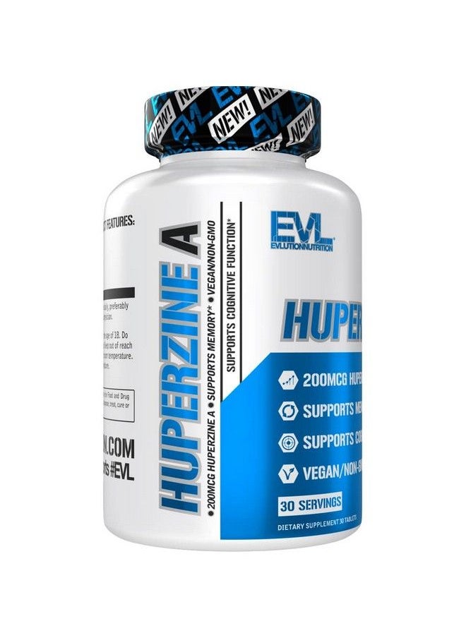 Evlution - Huperzine A Nootropics Brain Support Supplement Nutrition Focus And Memory Supplement For Brain Health 200Mcg Huperzine A Supplement For Enhanced Cognitive Performance 30 Vegan Tablets - Image 1