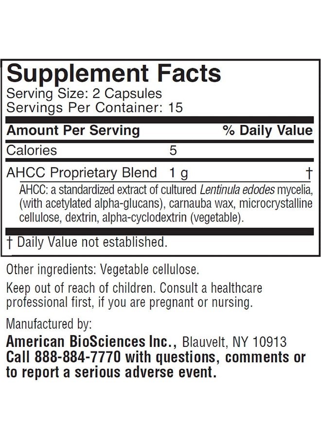 أمريكان بيوساينسيز مستخلص فطر AHCC من American BioSciences ImmPower، لدعم الجهاز المناعي - مكمل غذائي لدعم المناعة للبالغين - يدعم وظيفة السيتوكين - 30 كبسولة نباتية، 500 ملغ/كبسولة - Image 1