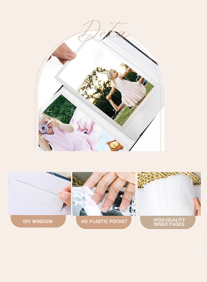 كوزينيست ألبوم صور قماش كتان بسعة 300 صورة مع مساحة ملاحظات، مقاس 6 بوصات، نافذة غلاف DIY، ألبوم محمول لذكريات العائلة والزفاف ونمو الأطفال، للأولاد والبنات - Image 3