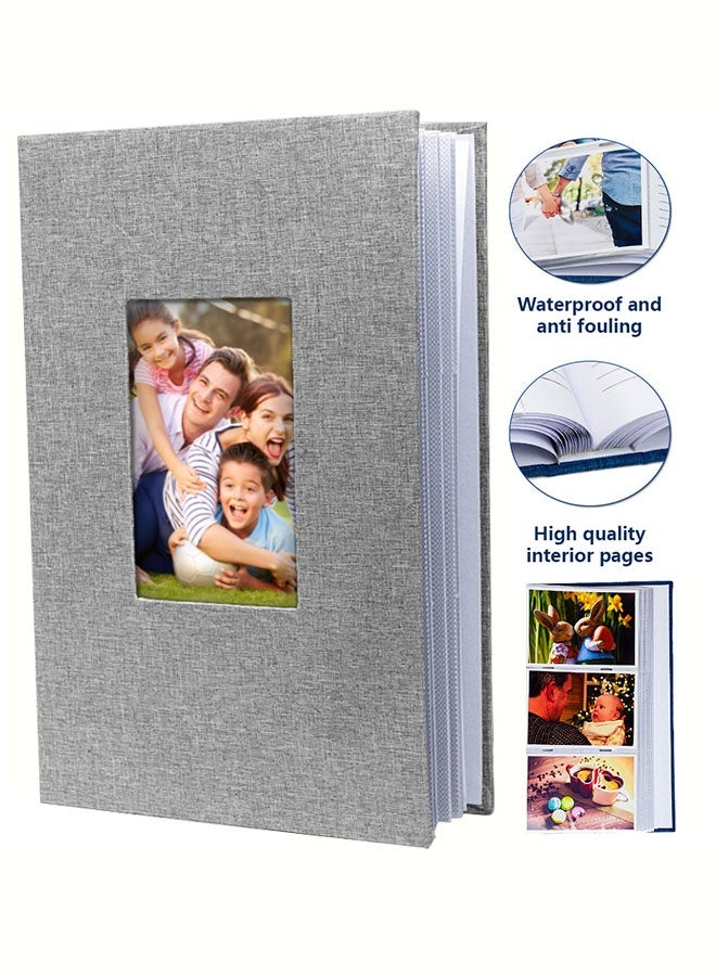 كوزينيست ألبوم صور قماش كتان بسعة 300 صورة مع مساحة ملاحظات، مقاس 6 بوصات، نافذة غلاف DIY، ألبوم محمول لذكريات العائلة والزفاف ونمو الأطفال، للأولاد والبنات - Image 2