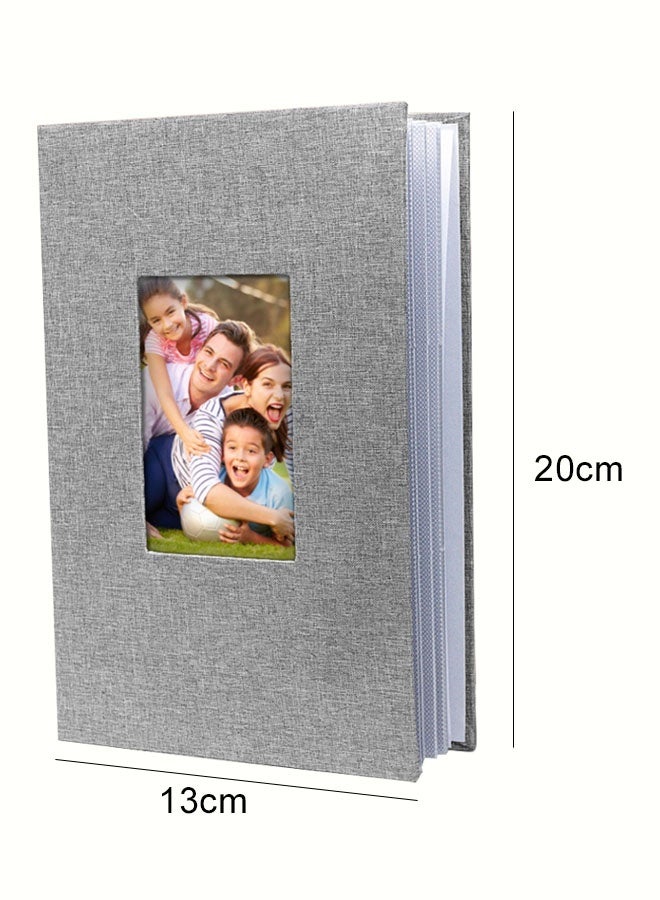 كوزينيست ألبوم صور قماش كتان بسعة 300 صورة مع مساحة ملاحظات، مقاس 6 بوصات، نافذة غلاف DIY، ألبوم محمول لذكريات العائلة والزفاف ونمو الأطفال، للأولاد والبنات - Image 4