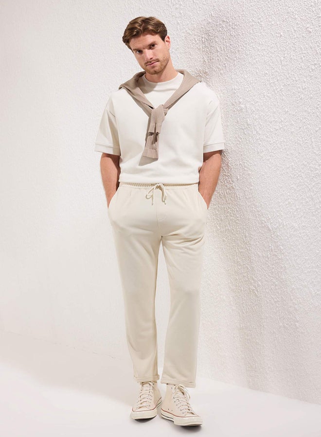 trendyol Stone Slim Fit Tie Waist Elastic Knitted Casual Pants - Image 2