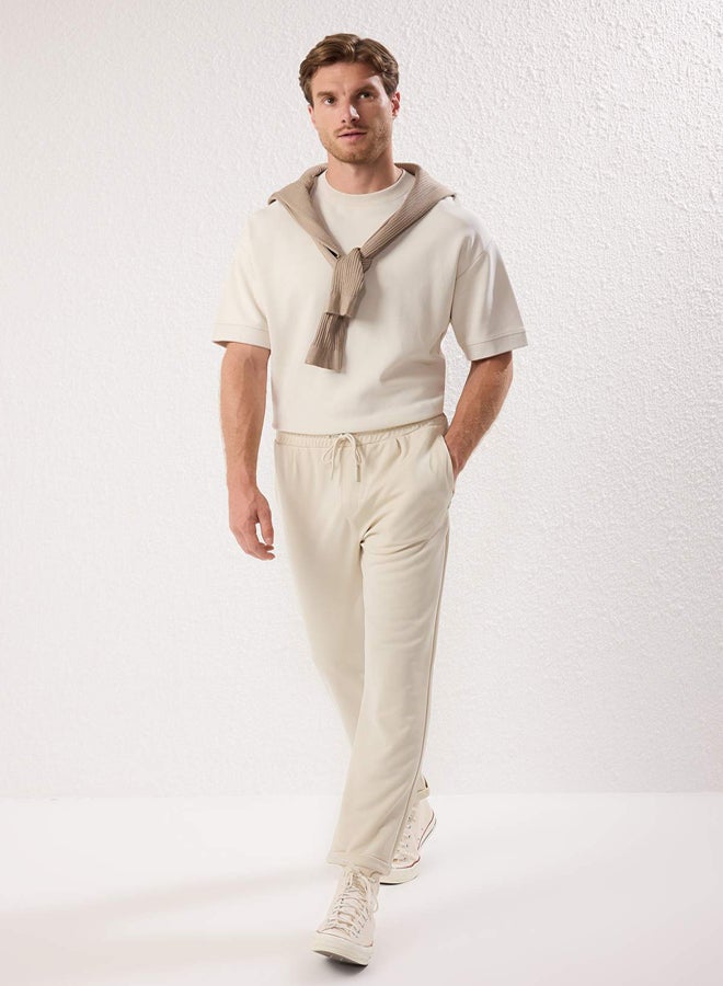 trendyol Stone Slim Fit Tie Waist Elastic Knitted Casual Pants - Image 1