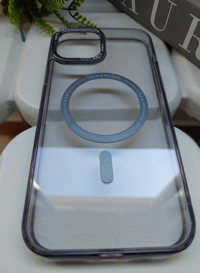 جراب مغناطيسي مقاوم للصدمات لهاتف iPhone 12 Pro Max مع إطار مرتفع للكاميرا - غطاء مغناطيسي أنيق وشفاف للرجال والنساء والشباب ويدعم الماج سيف والشحن اللاسلكي - مضاد لبصمات الأصابع، وحماية للكاميرا، ومقاوم للسقوط (رمادي) - Image 2