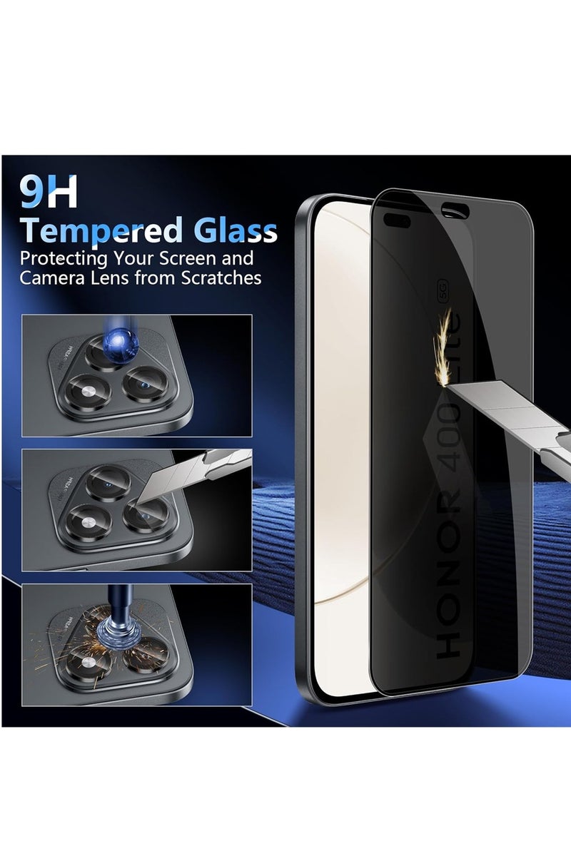 SNBFA Anti-Spy Tempered Glass for Honor 400 Lite 5G, 2 Pieces Privacy Screen Protector and 1 Pieces Rear Camera Protector, 9H Hardness Glass Privacy Film - Image 3