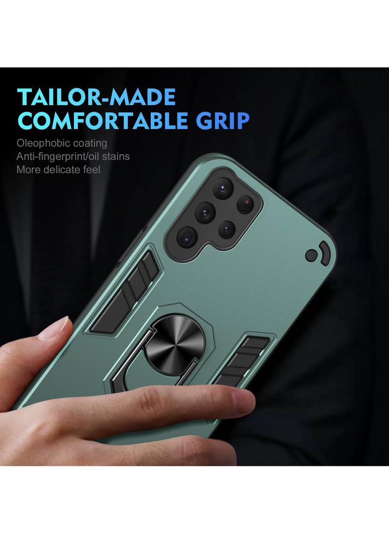 ITEL S25 Ultra Case Cover, Slide Camera Lens Cover, 360°Rotating Kickstand Ring, Bumper Shockproof Phone Case，Compatible with Car Magnetic Mount Mobile Phone Case for ITEL S25 Ultra, Green