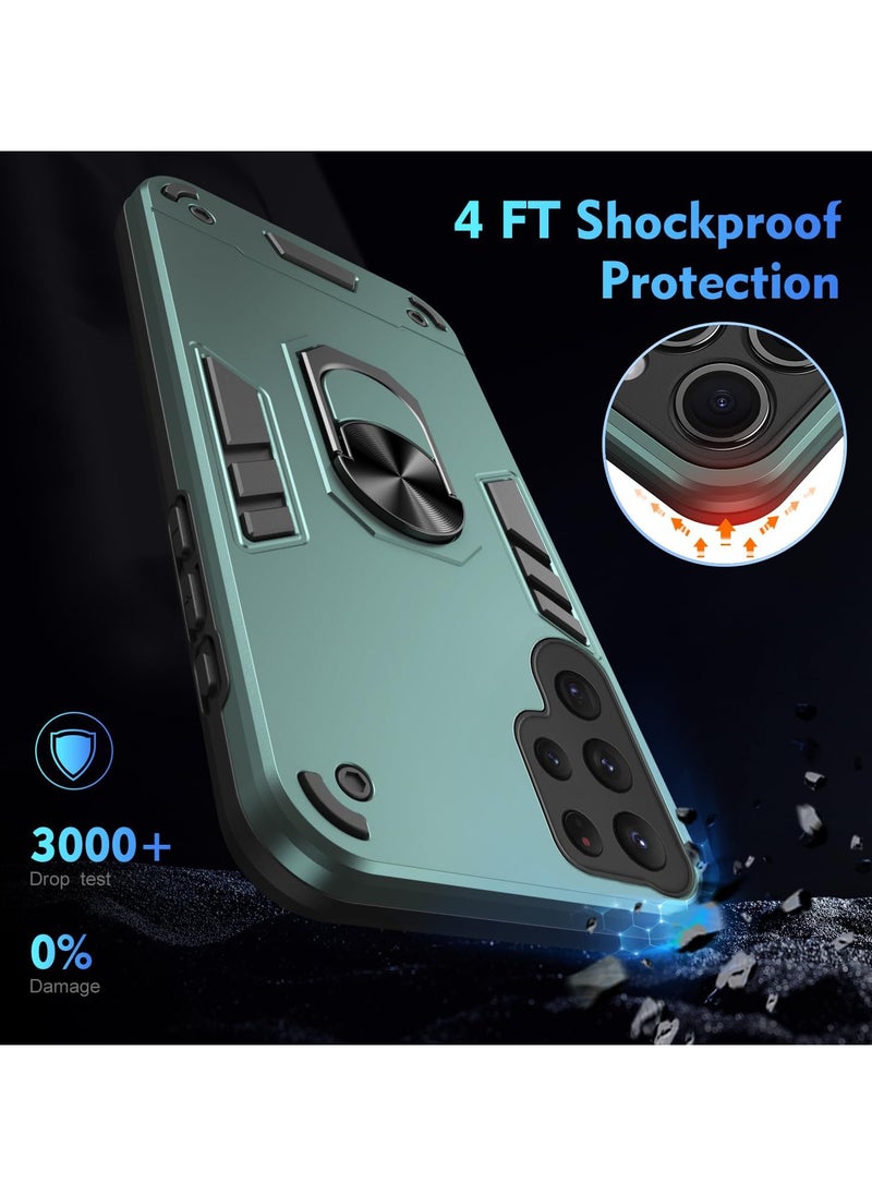 ITEL S25 Ultra Case Cover, Slide Camera Lens Cover, 360°Rotating Kickstand Ring, Bumper Shockproof Phone Case，Compatible with Car Magnetic Mount Mobile Phone Case for ITEL S25 Ultra, Green