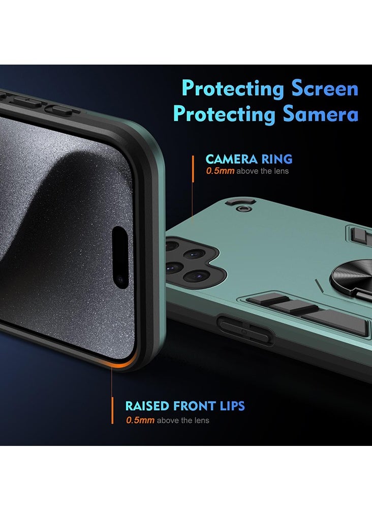 ITEL S25 Ultra Case Cover, Slide Camera Lens Cover, 360°Rotating Kickstand Ring, Bumper Shockproof Phone Case，Compatible with Car Magnetic Mount Mobile Phone Case for ITEL S25 Ultra, Green
