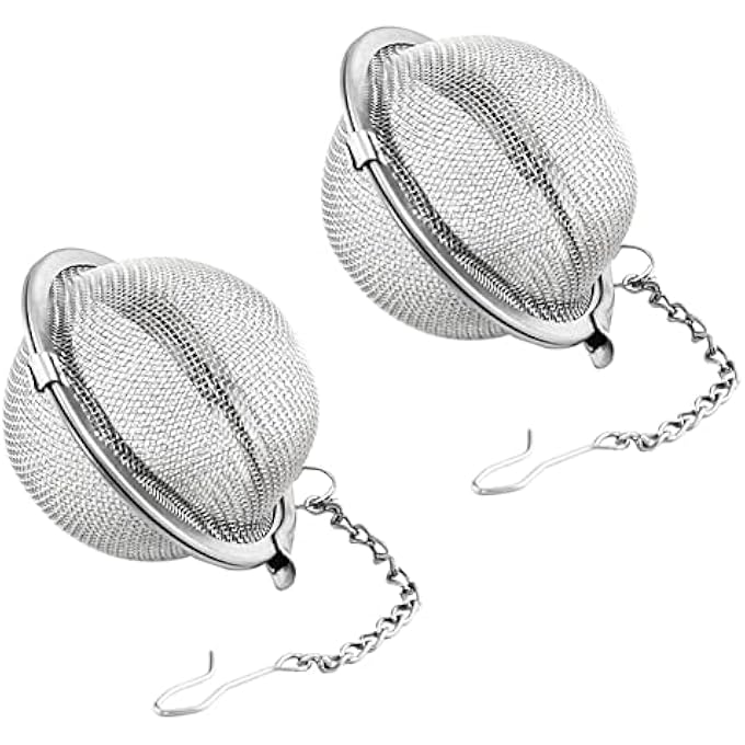 rayihni 2Pcs Stainless Steel Tea Strainer Infuser Ball Mesh Tea Filter With Extended Chain Hook 45Cm - Image 1
