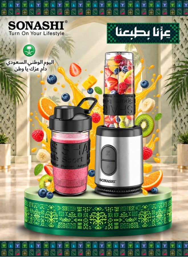 سوناشي خلاط وصانع سموذي رياضي 570 ml 500 W SB-184 أسود/ فضي/ شفاف - Image 1
