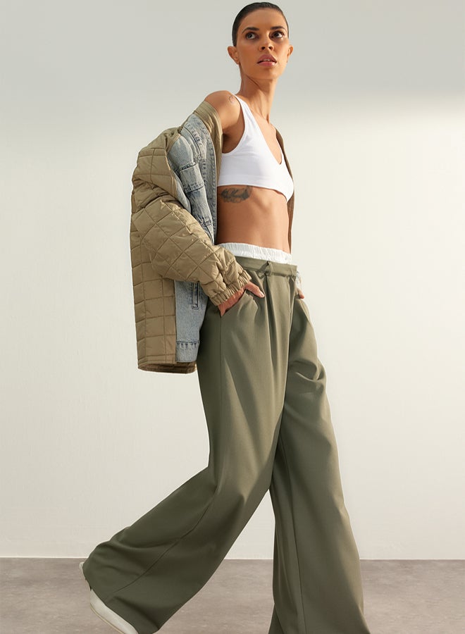 trendyol Limited Edition Mint Wide Leg Waist Boxer Detailed Woven Fabric Trousers - Image 3