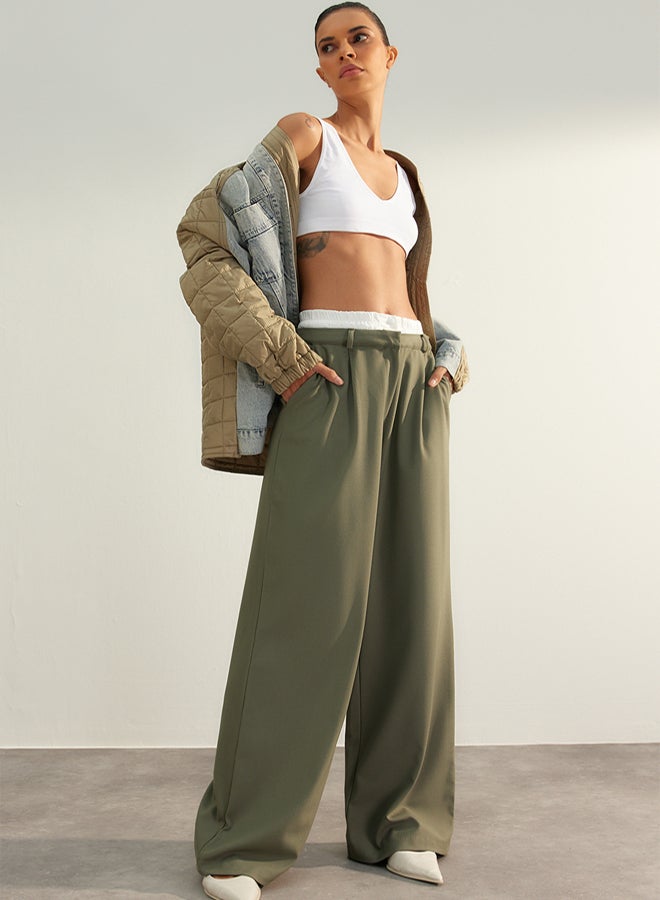 trendyol Limited Edition Mint Wide Leg Waist Boxer Detailed Woven Fabric Trousers - Image 4