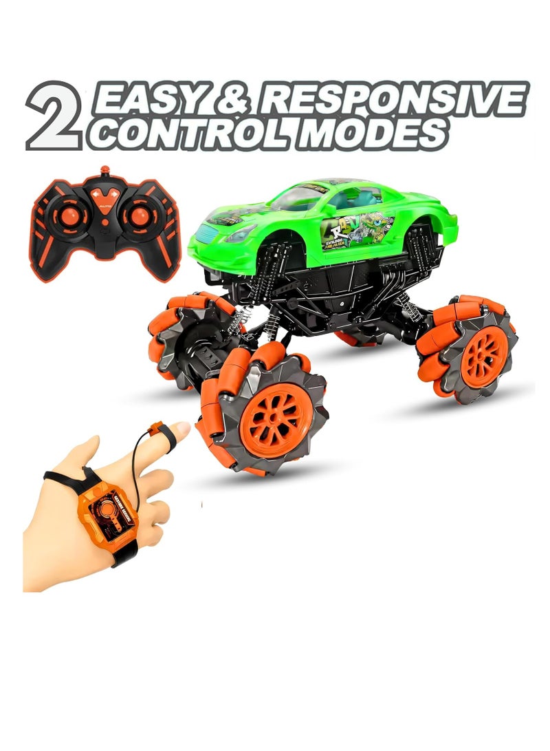 ARGT RC Remote Control Car 4X4, 1:16 Stunt Climbing Car, 2.4GHz RC Car with Gesture Sensing, Dual Motor, Shock Absorber, 360° Drift, Side Drive Wheels, Dual Remote, Off-Road Toy Car for Kids - Image 5