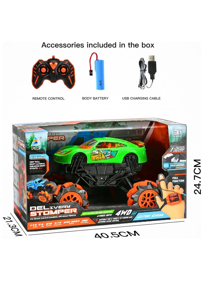 ARGT RC Remote Control Car 4X4, 1:16 Stunt Climbing Car, 2.4GHz RC Car with Gesture Sensing, Dual Motor, Shock Absorber, 360° Drift, Side Drive Wheels, Dual Remote, Off-Road Toy Car for Kids - Image 2