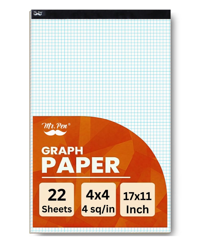 Mr. Pen Mr Pen Graph Paper Grid Paper 4x4 4 Squares per inch 17x11 22 Sheet - Image 2