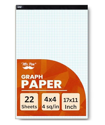 Mr. Pen Mr Pen Graph Paper Grid Paper 4x4 4 Squares per inch 17x11 22 Sheet - Image 1