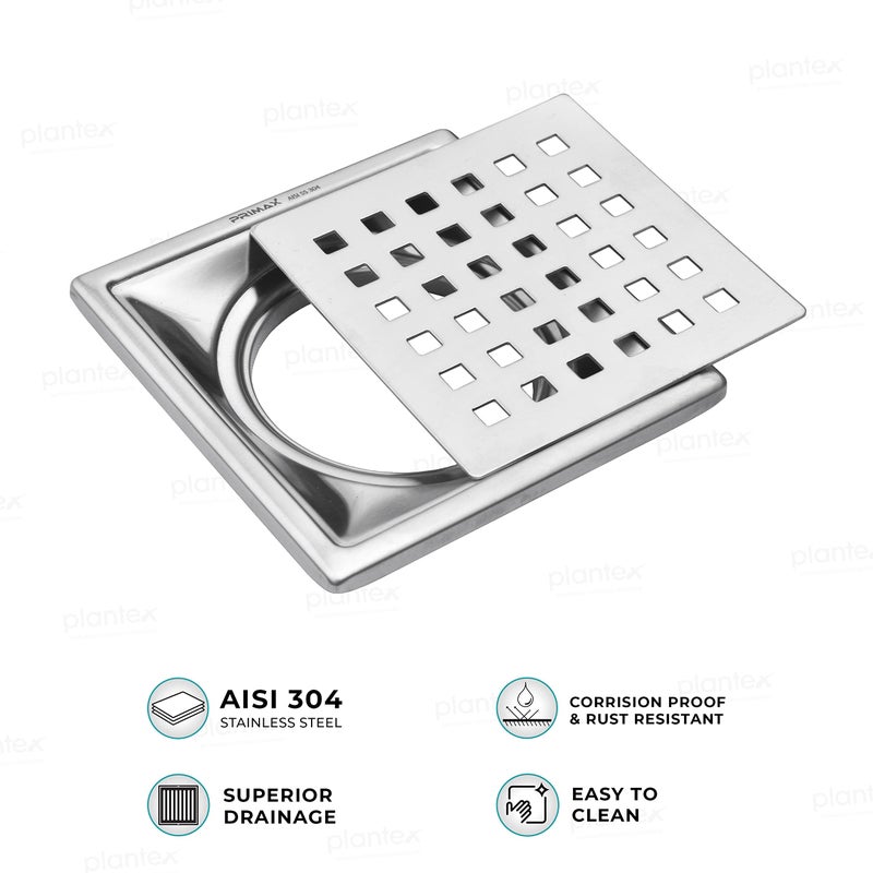 Primax 304 Grade Stainless Steel Jali/Shower Drain/Floor Trap for Bathroom and Kitchen - (6x6 Inches) - Image 5
