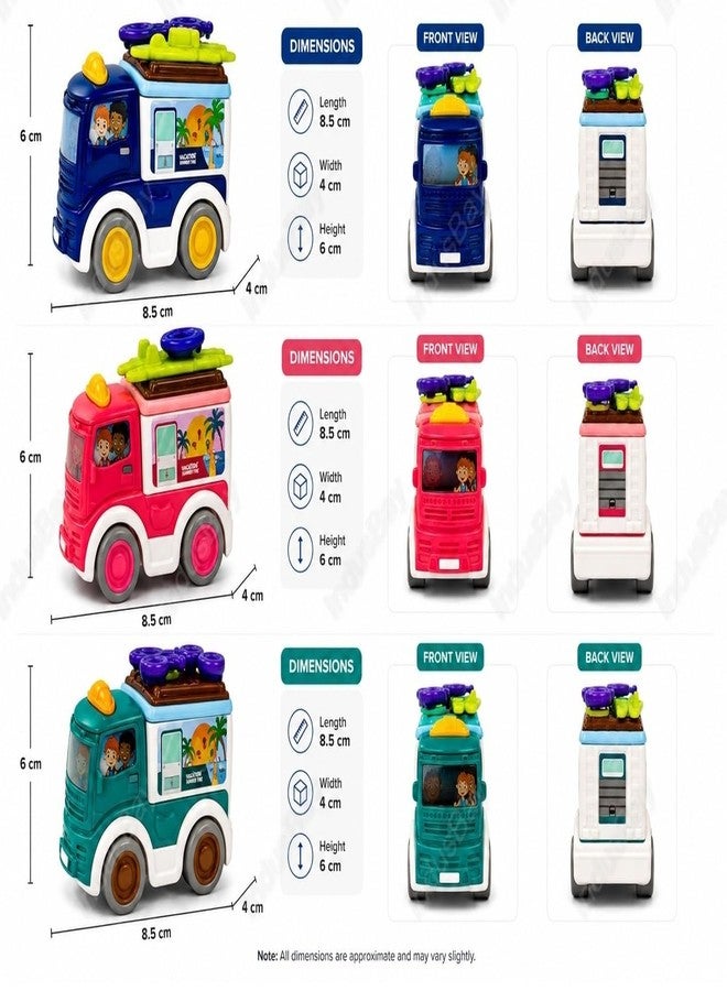 IndusBay® Mini Pull Back Camping Van Toy Set for Kids – Pack of 3 Mini Outdoor Camper Truck Vehicles | Friction Powered 3.4 Inch Pocket Size Toy Trucks - Image 3