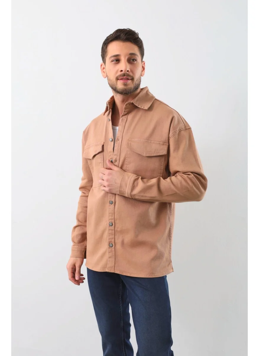 Keep Out Men's Oversize Jean Shirt Beige