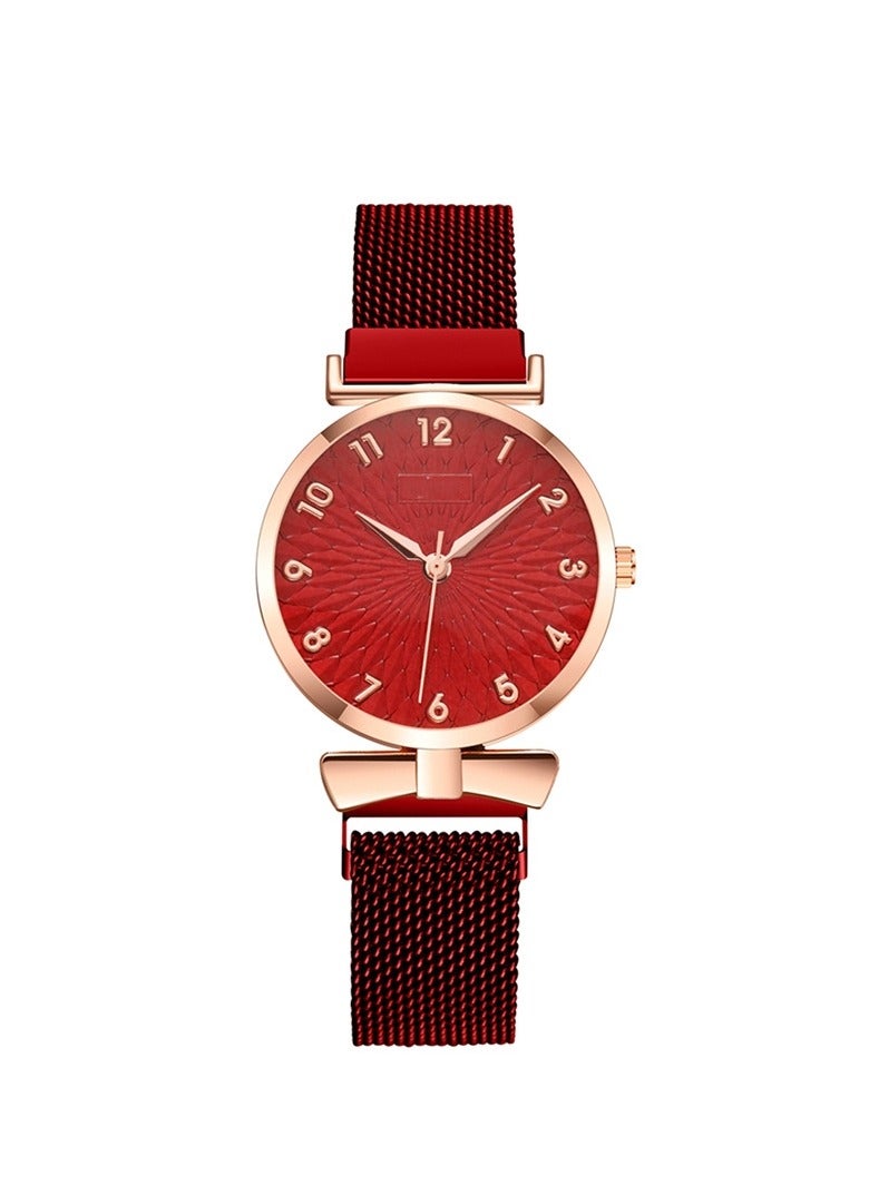 Fashion ladies watch student watch quartz watch (red)