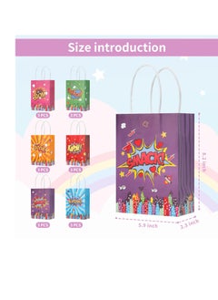 SYOSI Hero Party Favors Bags, 18Pcs Superhero Party Favors Bags, Superhero Goodie Bags Gift Bags, Candy Bags with 6Different Types, Comic Hero Kraft Paper Bags for Kids Birthday Party Supplies  - Image 3