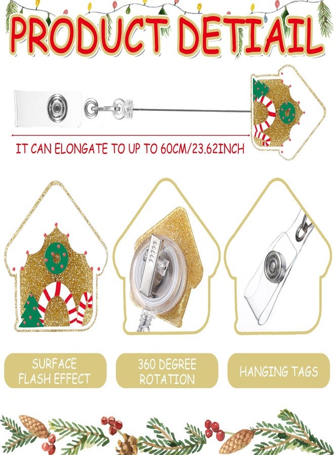 Quelay 11 Pcs Christmas Badge Reels Retractable Christmas ID Name Holder with Clip Name Badges Reindeer Snowman Santa Claus Bling Glitter Name Badge Holder for Nurses Student Gifts - Image 5