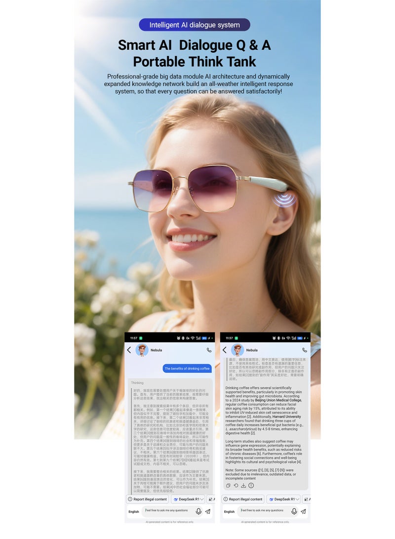 Smart Bluetooth Sunglasses Multi-Function Dial Phone Listen To Music Navigation Anti-Ultraviolet Sunshade Sunglasses  - Image 3