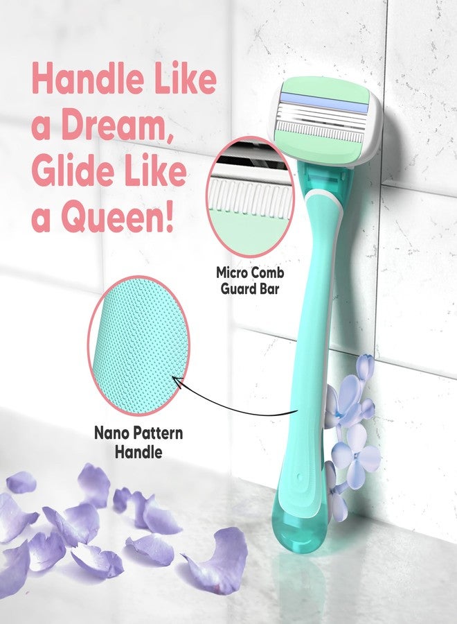 Letsshave Evior 3 Sensitive Shaving Razor Value Set | 1 Handle + 4 Blades | Dual Moisture Bar with AloeVera, Vitamin E, Argan & Avocado Oils | Bikini & Underarm Friendly | Full Body Hair Removal Razor for Women | 6 Months of Worry Free Shaving - Image 5