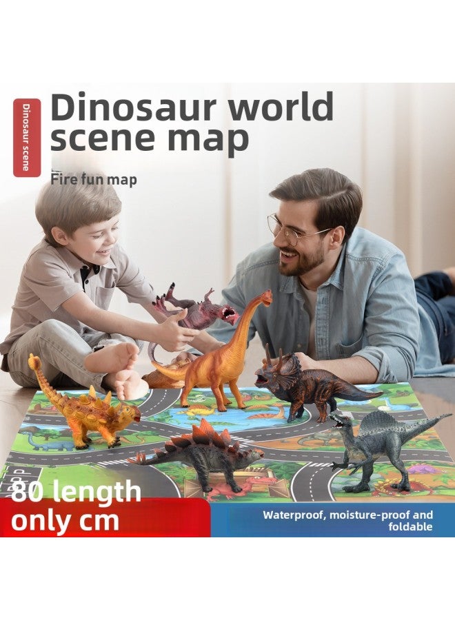 ألعاب الأطفال 70*80 ديناصور الحيوانات المرور وقوف السيارات المشهد حصير اللعب اللعب في الأماكن المغلقة سيارة الكلمة حصيرة-اللون: أكياس 70*80 الكرتون ديناصور موقف السيارات - Image 3