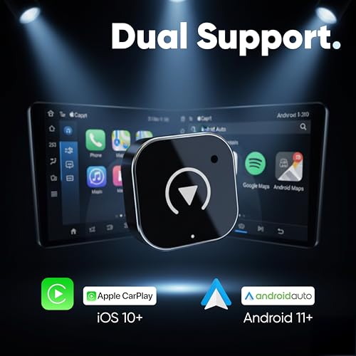 AZIOT Elevate 2-in-1 Wireless Car Adapter, Convert Wired Android Auto & Apple CarPlay to Wireless, Plug & Play Bluetooth Receiver, LagFree, OTA Updates, USB-A & USB-C - Image 3