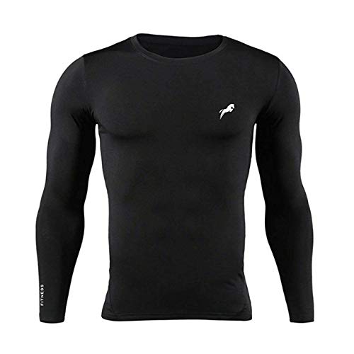 PRO GYM Men Cool Dry Compression T-Shirt & Lower for Athletic Workout and Running (Black, 2XL) - Image 2