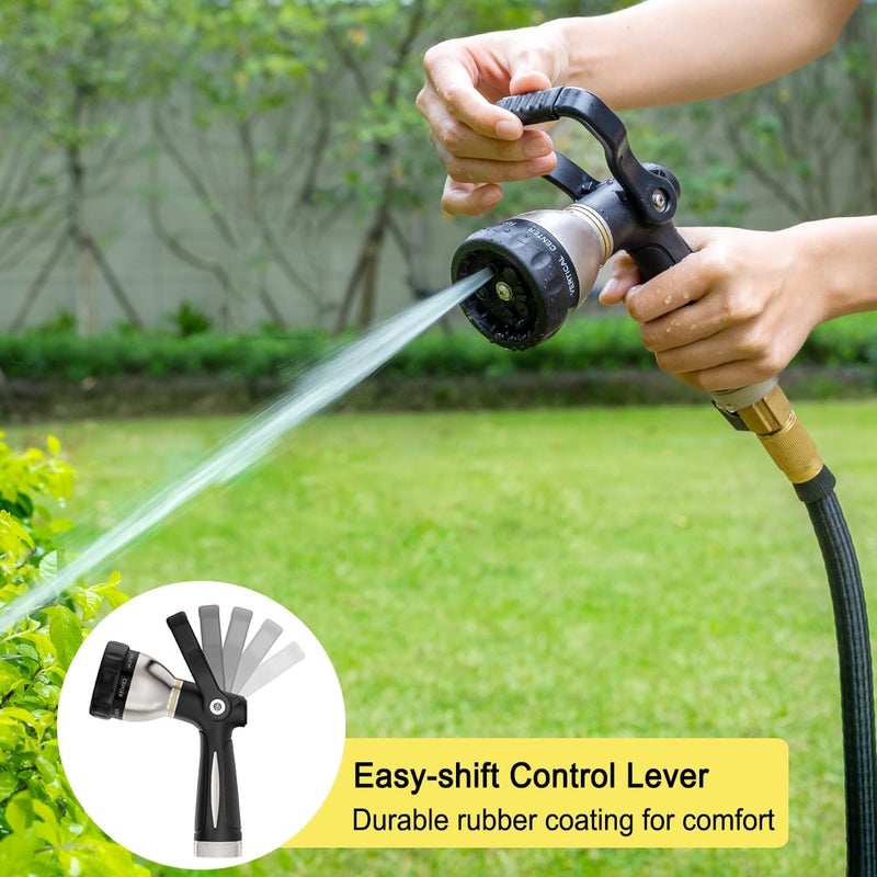 Fanhao Heavy Duty Fireman's Hose Nozzle, Metal Water Nozzle with 8 Spray Patterns，High Pressure Garden Hose Sprayer with Lever Control and Non-Slip Grip to Water Lawns & Plants, Wash Cars & Clean - Image 3
