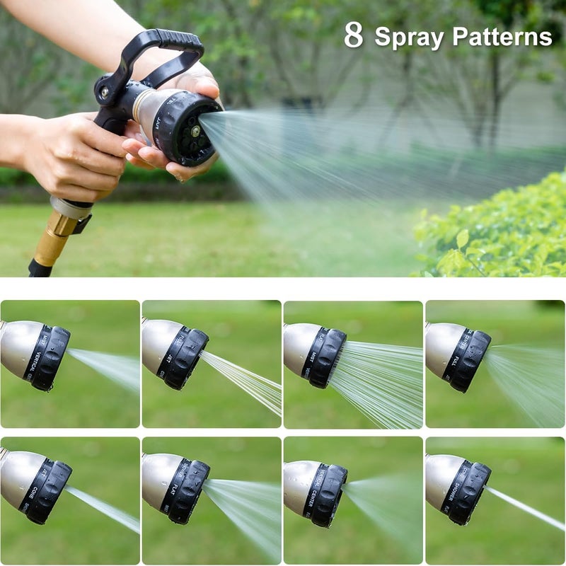 Fanhao Heavy Duty Fireman's Hose Nozzle, Metal Water Nozzle with 8 Spray Patterns，High Pressure Garden Hose Sprayer with Lever Control and Non-Slip Grip to Water Lawns & Plants, Wash Cars & Clean - Image 5