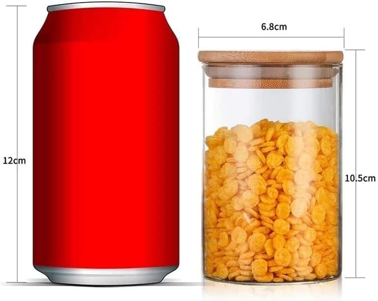 MahMir Glass Jars Set 300ML, 12 pcs Set Glass Spice Jars with Bamboo Airtight Lids and Labels, Food Cereal Storage Spice Containers for Home Kitchen Tea Herbs Coffee Flour Herbs Grains (Round) - Image 5
