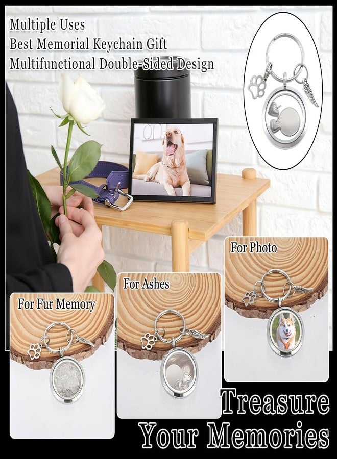 PH PandaHall 2pcs Pet Fur Hair Keepsake Keychain Dog Fur Memorial Keychain Pet Ashes Keepsake Memorial Stainless Steel Locket Pendant with Heart & Paw Print & Wing Charms for Pets Ashes Storage Gift - Image 5