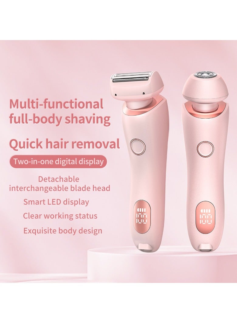 Electric Razors for Women 2 IN 1 Electric Shaver for Womens Legs Underarm Face Pubic Hairs,Portable 2 In1 The Mermaid Shaver,Wet Dry Use Rechargeable Trimmer Hair Removal with Detachable Head,Painless IPX7 Waterproof (Pink) - Image 3