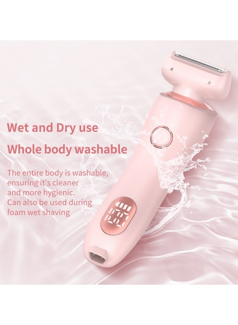 Electric Razors for Women 2 IN 1 Electric Shaver for Womens Legs Underarm Face Pubic Hairs,Portable 2 In1 The Mermaid Shaver,Wet Dry Use Rechargeable Trimmer Hair Removal with Detachable Head,Painless IPX7 Waterproof (Pink) - Image 4