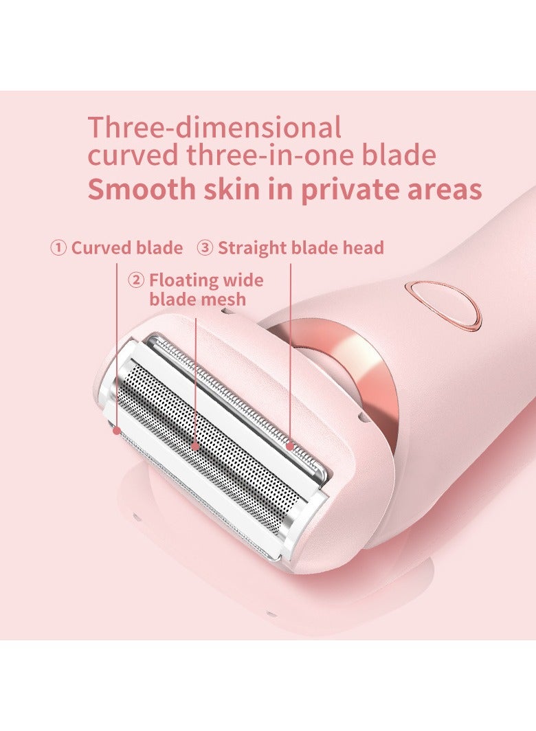 Electric Razors for Women 2 IN 1 Electric Shaver for Womens Legs Underarm Face Pubic Hairs,Portable 2 In1 The Mermaid Shaver,Wet Dry Use Rechargeable Trimmer Hair Removal with Detachable Head,Painless IPX7 Waterproof (Pink) - Image 2