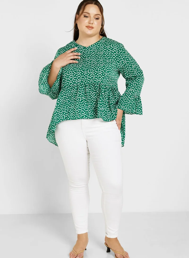 Ginger Plus Asymmetrical Ruffle Detail Top